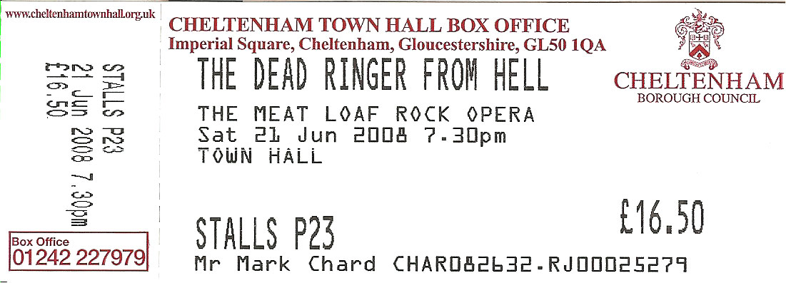 Dead Ringer From Hell Ticket